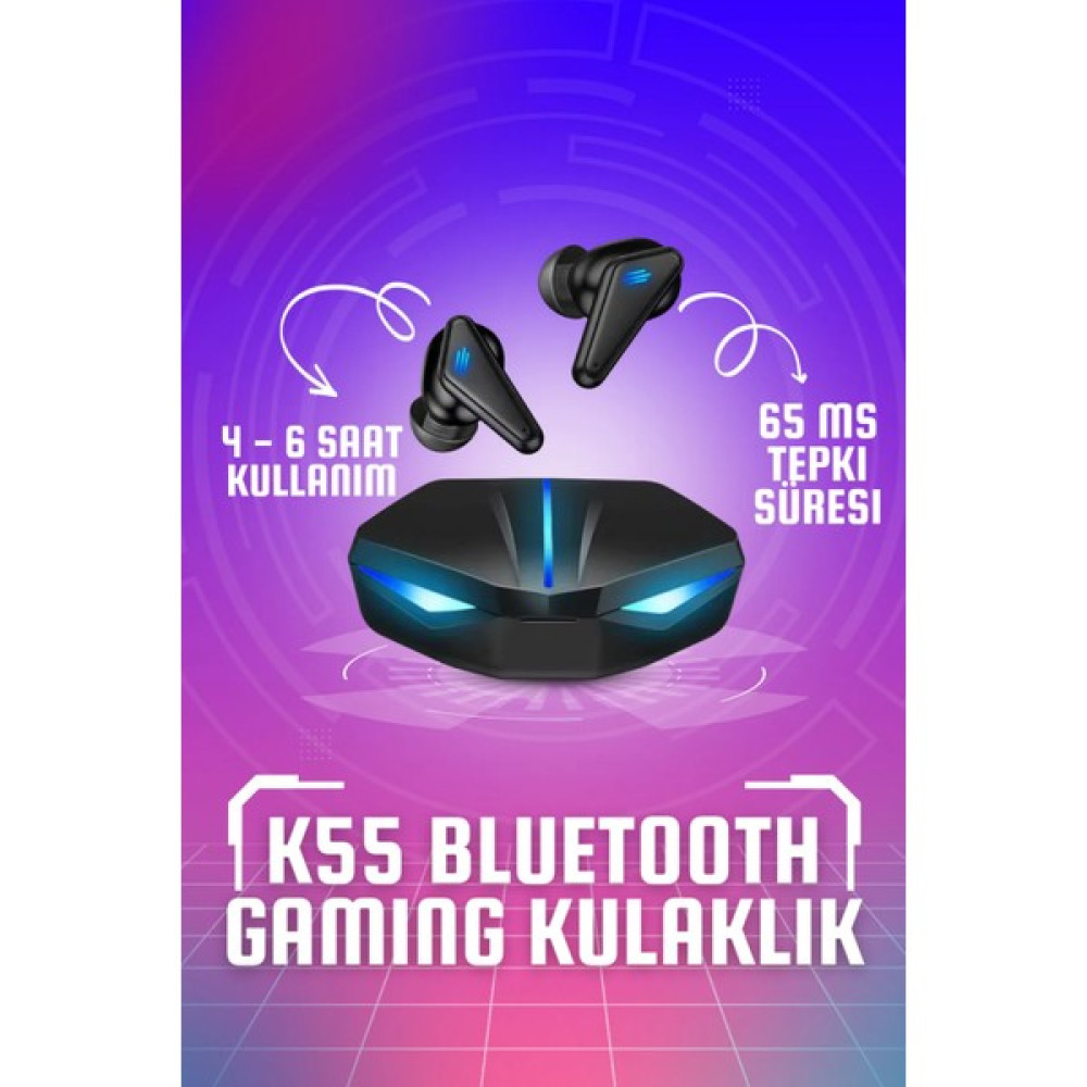 Ocado K55 LED Işıklı Mikrofonlu Kablosuz Bluetooth 5.0 Hd Ses Oyuncu Pubg Kulaklığı - Siyah Bluetooth Kulaklık Fiyatı