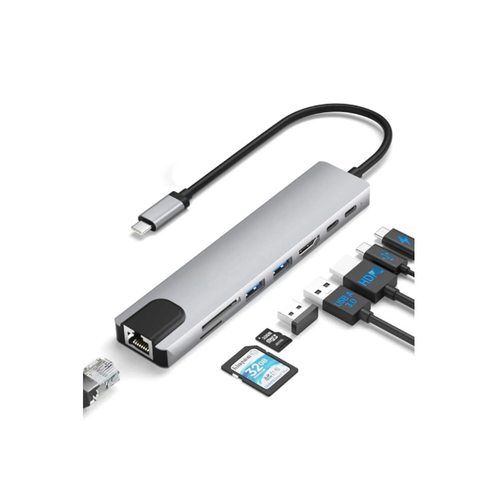 Ocado Macbook Pro Air Usb Type-c Hub Dönüştürücü Çevirici Çoklayıcı Usb Hdmı Micro Sd 8 Girişli Bilgisayar Çevirici ve Adaptörü Fiyatı