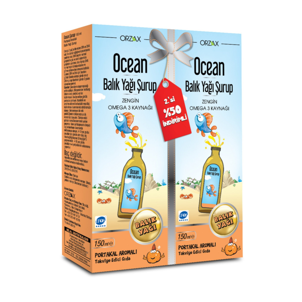 Ocean Balık Yağı Şurup Portakal 150ml 150ml 2.si %50 Balık Yağı / Omega 3 - 6 - 9 Fiyatı