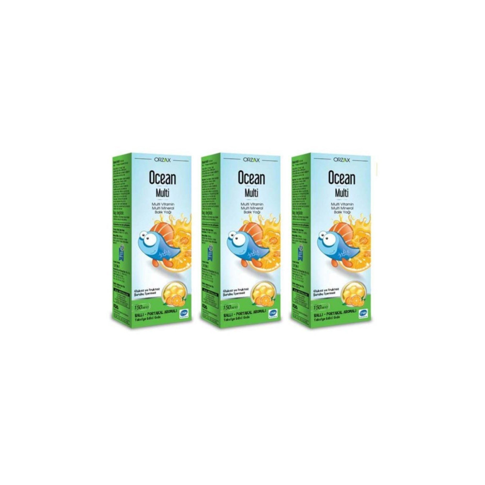 Ocean Ballı Portakallı Multi Balık Yağı Şurup 150 ml 3lü Paket Balık Yağı / Omega 3 - 6 - 9 Fiyatı