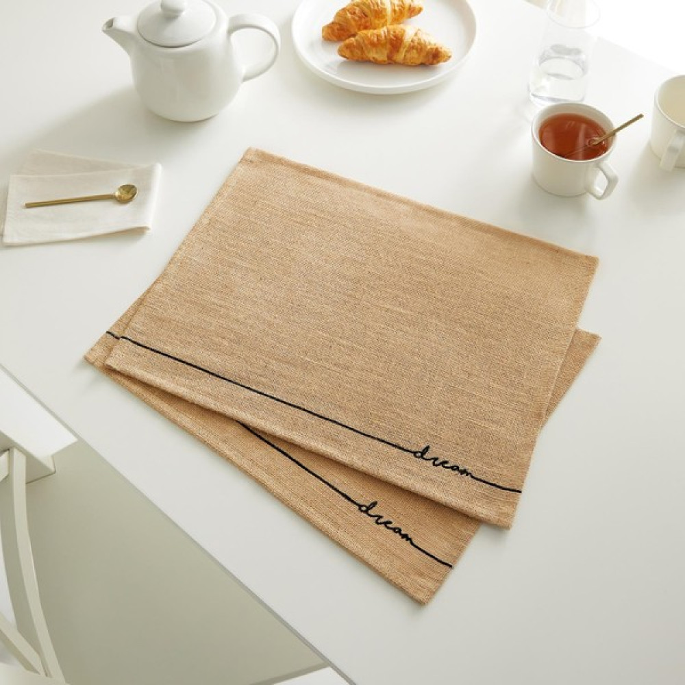 Ocean Home Textile 2 Adet Jüt Dream Baskılı Sofra Sunum Tabak Altlığı Supla Amerikan Servisi 45x35 cm - Bej - 35 x 45 cm Amerikan Servis Fiyatı