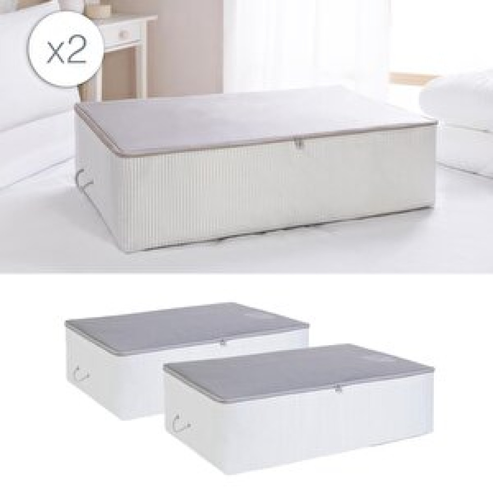 Ocean Home Textile 2 Adet Mega Boy Gri Çizgili Stuff ve things Baza Altı Hurç Set 74 X 46 X 22 Cm Hurç Fiyatı