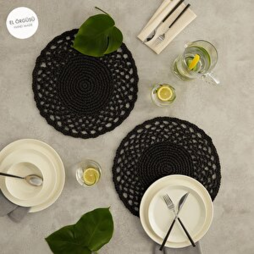 Ocean Home Textile 2'li Siyah Renk Rafya Amerikan Servis Ø 36 Cm Amerikan Servis Fiyatı