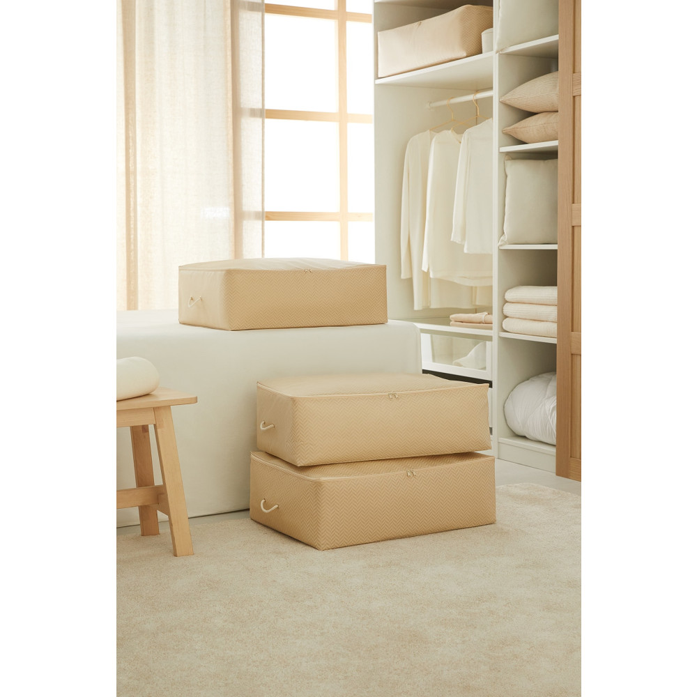 Ocean Home Textile 3 Adet Büyük Boy Bej Balıksırtı Baza Altı Yastık Yorgan Kazak Hurcu 62x46x22 Hurç Fiyatı
