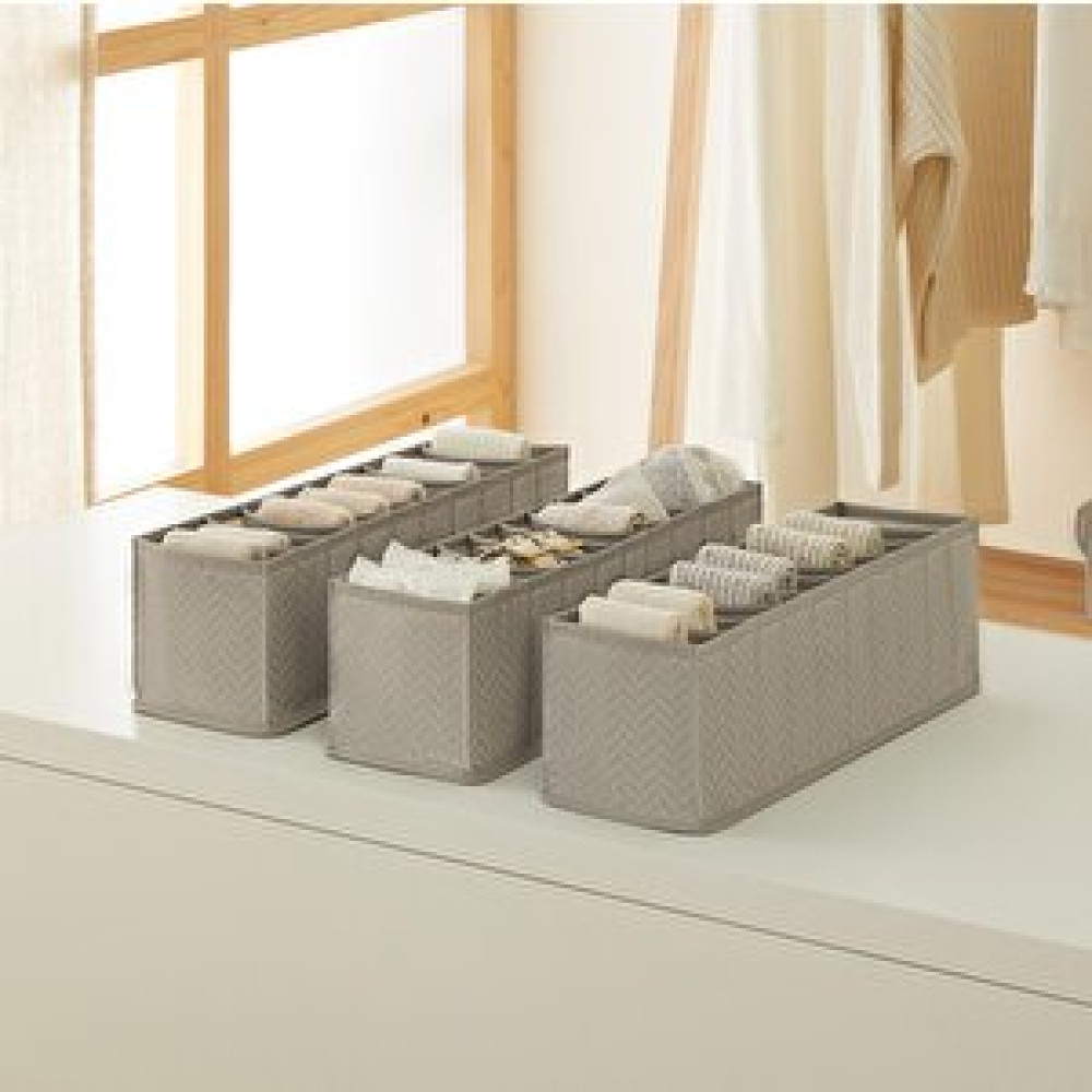 Ocean Home Textile 3'lü 10 Bölmeli Gri Balıksırtı Çekmece Düzenleyici Set Eşya Saklama Kutusu Fiyatı