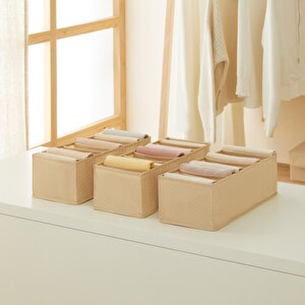 Ocean Home Textile 3'lü 8 Bölmeli Bej Balıksırtı Çekmece Düzenleyici Set Eşya Saklama Kutusu Fiyatı
