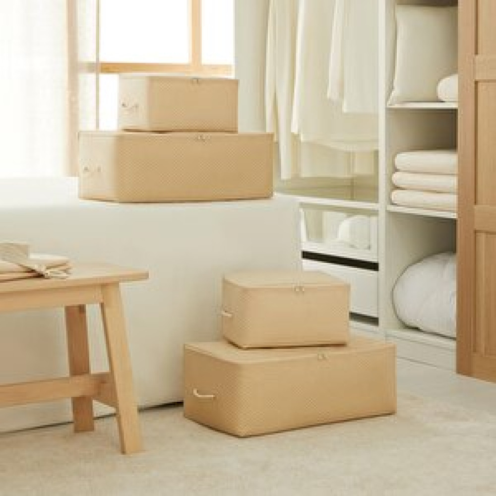 Ocean Home Textile 4'lü Bej Balıksırtı Hurç Set 2 Adet 30 X 22 X 18 / 2 Adet 52 X 28 X 21 Cm Hurç Fiyatı