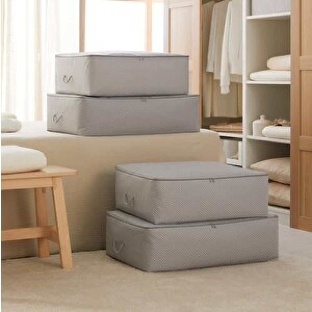 Ocean Home Textile 4'lü Gri Balıksırtı Baza Altı Hurç Set 2 Adet 62 X 46 X 22 / 2 Adet 74 X 46 X 22 Cm Hurç Fiyatı