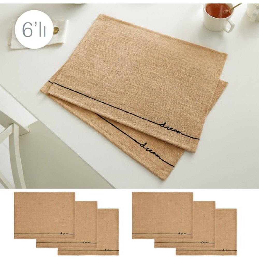 Ocean Home Textile 6 Adet Jüt Dream Baskılı Sofra Sunum Tabak Altlığı Supla Amerikan Servisi 45x35 cm - Bej - 45 x 32 cm Amerikan Servis Fiyatı
