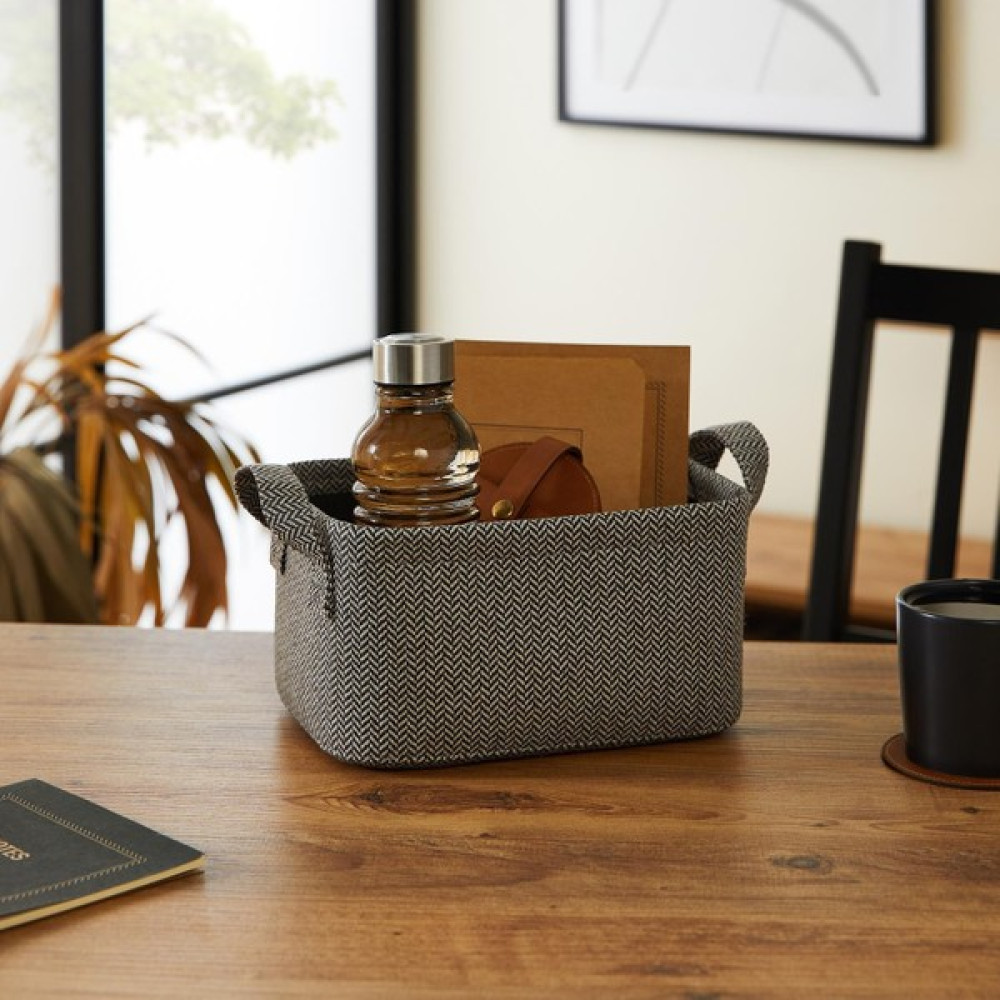 Ocean Home Textile Antrasit Dokulu Dolap İçi Çamaşır Oyuncak Düzenleyici Katlanır Saklama Sepeti Organizer 24x17x12 cm Sepet Fiyatı