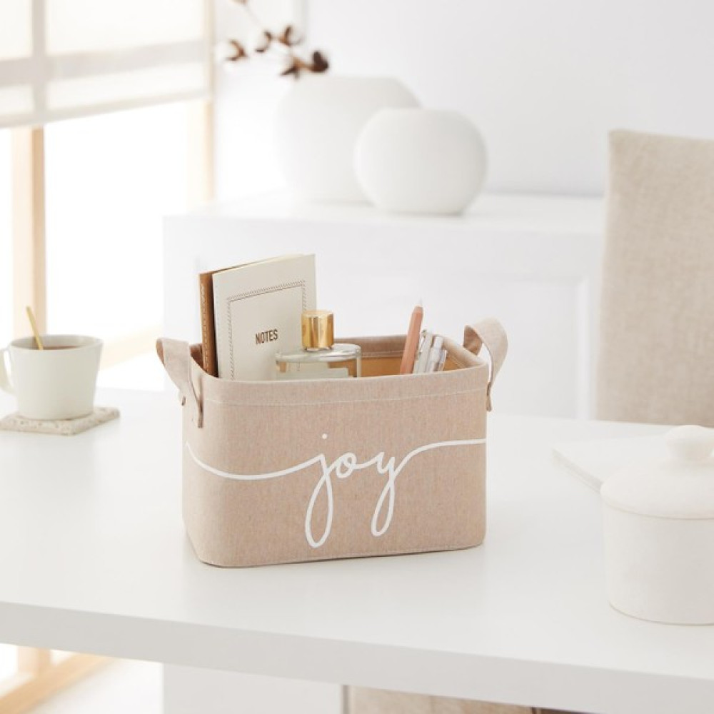 Ocean Home Textile Bej Dolap İçi Çamaşır Çocuk Odası Oyuncak Düzenleyici Katlanır Saklama Sepeti Organizer 24x17x14 cm Sepet Fiyatı