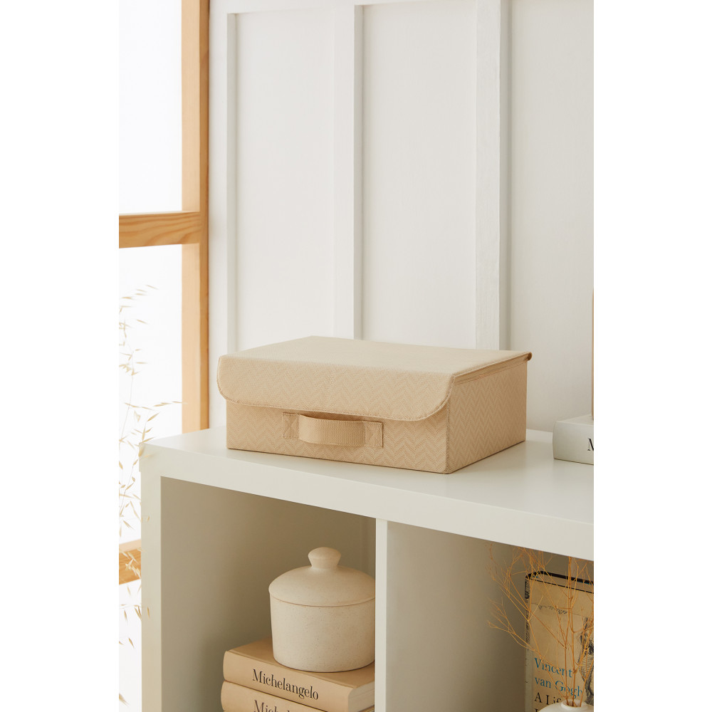 Ocean Home Textile Bej Kapaklı Dolap Çekmece İçi Takı Çamaşır Katlanır Saklama Kutusu Sepet 30x23x11 Eşya Saklama Kutusu Fiyatı