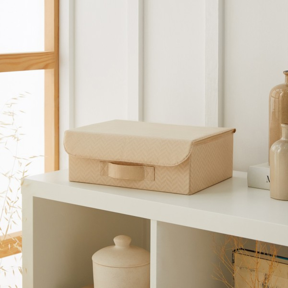 Ocean Home Textile Bej Kapaklı Dolap Çekmece İçi Takı Çamaşır Katlanır Saklama Kutusu Sepet 30x23x11 cm Eşya Saklama Kutusu Fiyatı