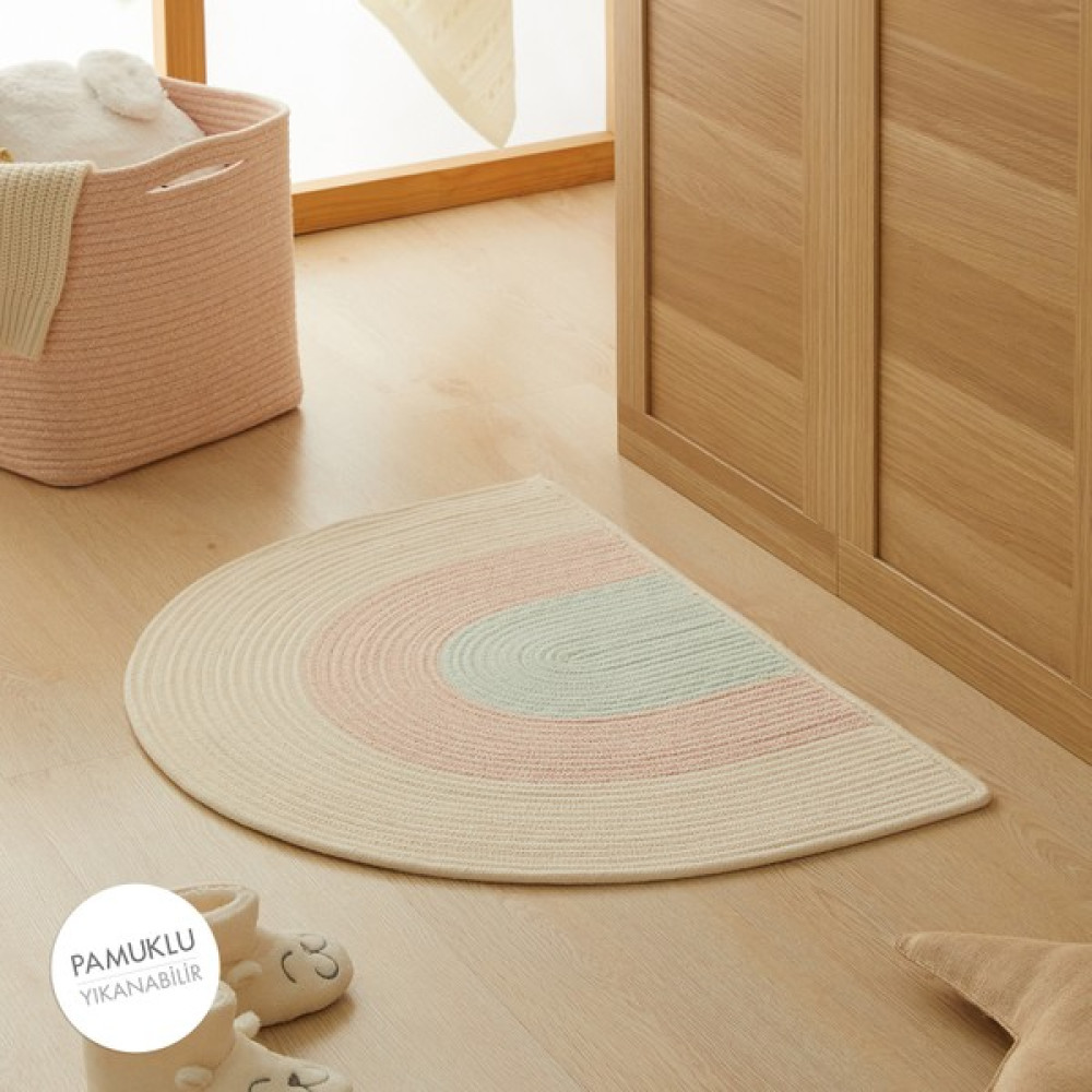 Ocean Home Textile Çocuk Odası Yıkanabilir Pamuklu Paspas 71 x 50 cm - Pembe - Yeşil - 70 x 45 cm Paspas Fiyatı