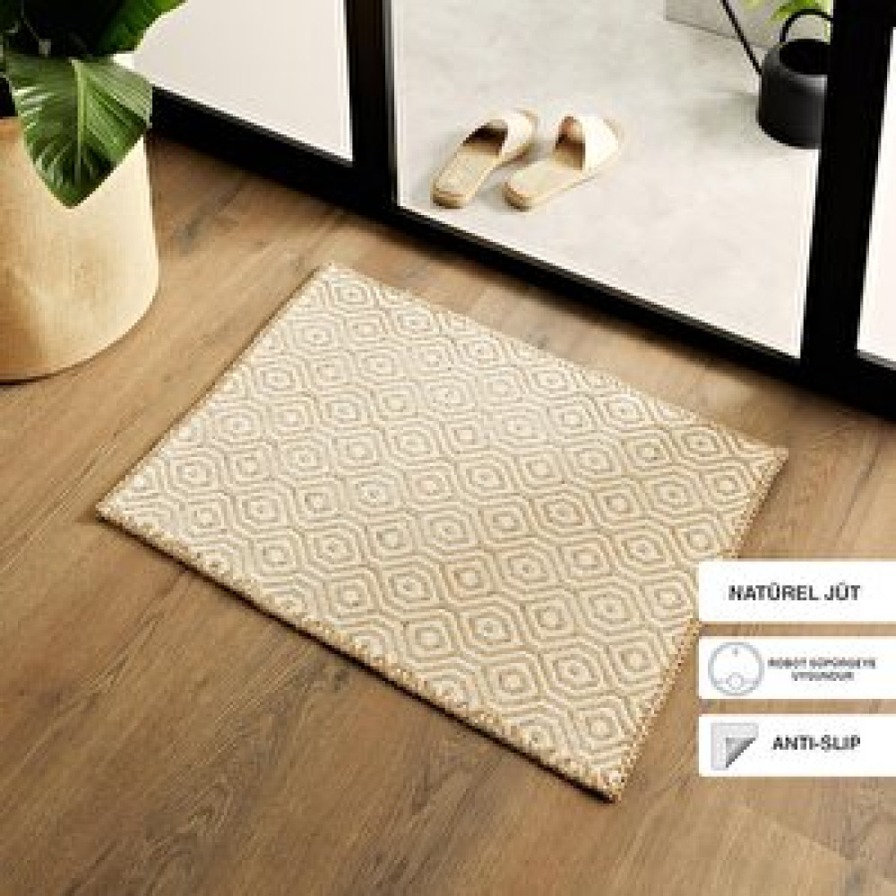 Ocean Home Textile Ekru Renk Karo Desenli Jüt Paspas 50 X 70 Cm Paspas Fiyatı