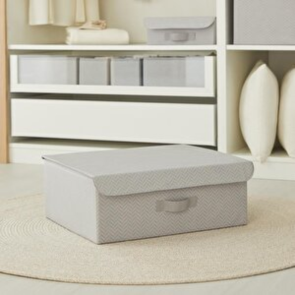 Ocean Home Textile Gri Balıksırtı Kapaklı Kutu 48 X 40 X 19 Cm Eşya Saklama Kutusu Fiyatı