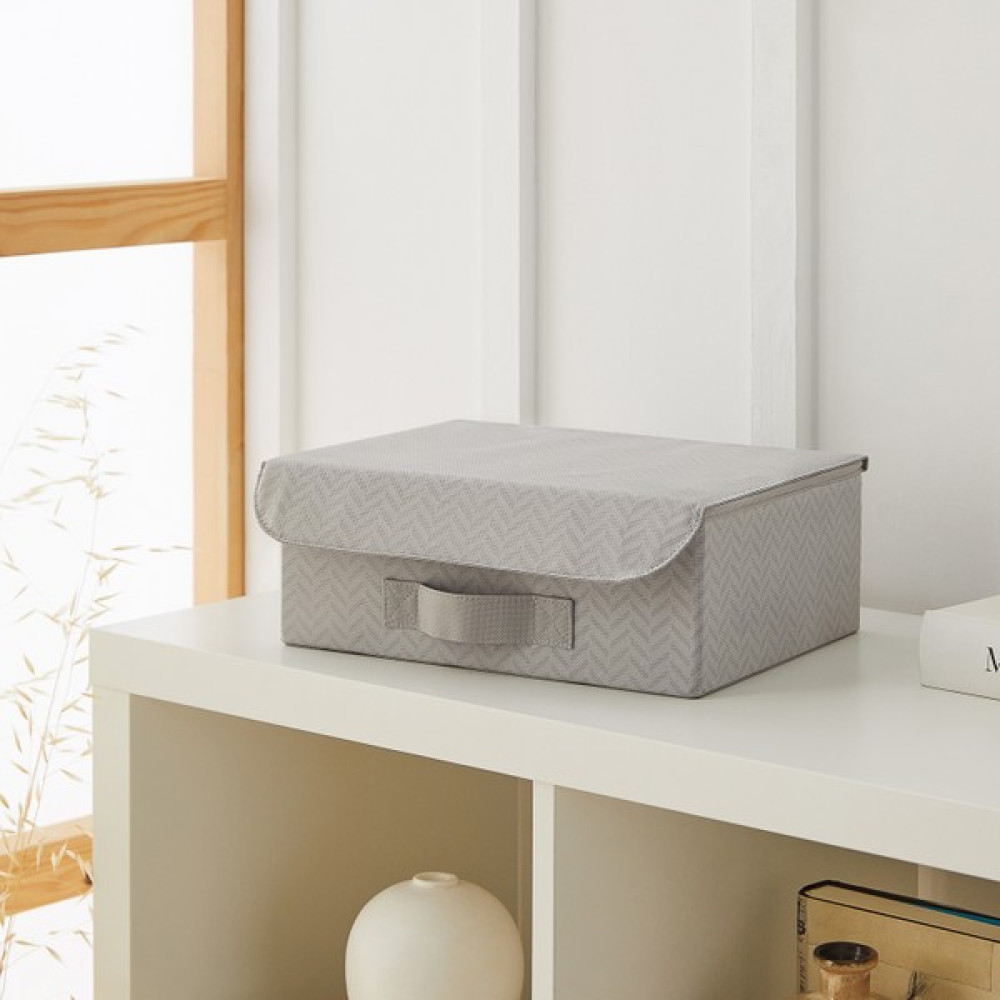 Ocean Home Textile Gri Kapaklı Dolap Çekmece İçi Takı Çamaşır Katlanır Saklama Kutusu Sepet 30x23x11 cm - 30 x 23 x 11 Eşya Saklama Kutusu Fiyatı