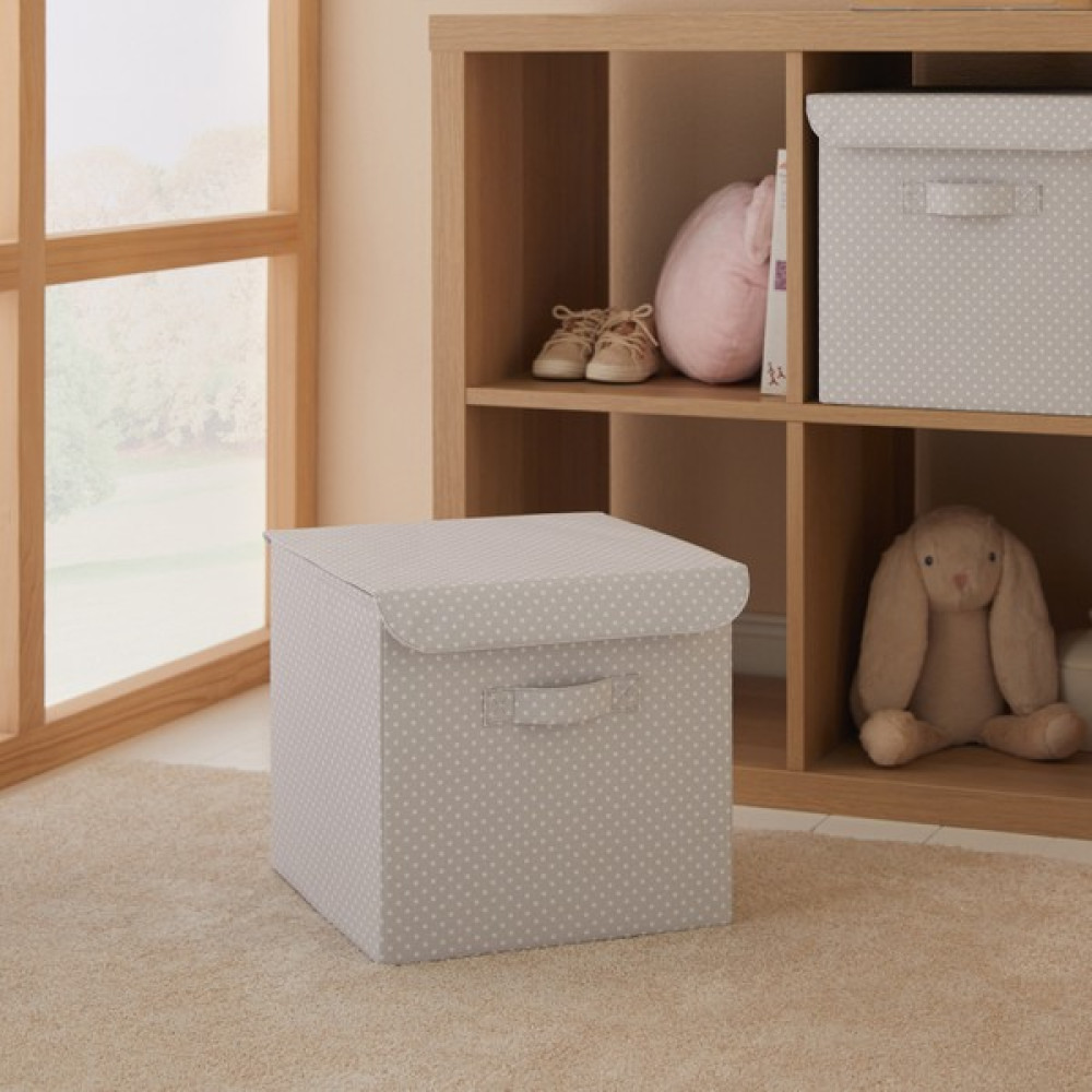 Ocean Home Textile Gri Puantiyeli Kapaklı Çocuk Odası Oyuncak Düzenleyici Katlanır Saklama Kutusu 30x30x30 cm Eşya Saklama Kutusu Fiyatı