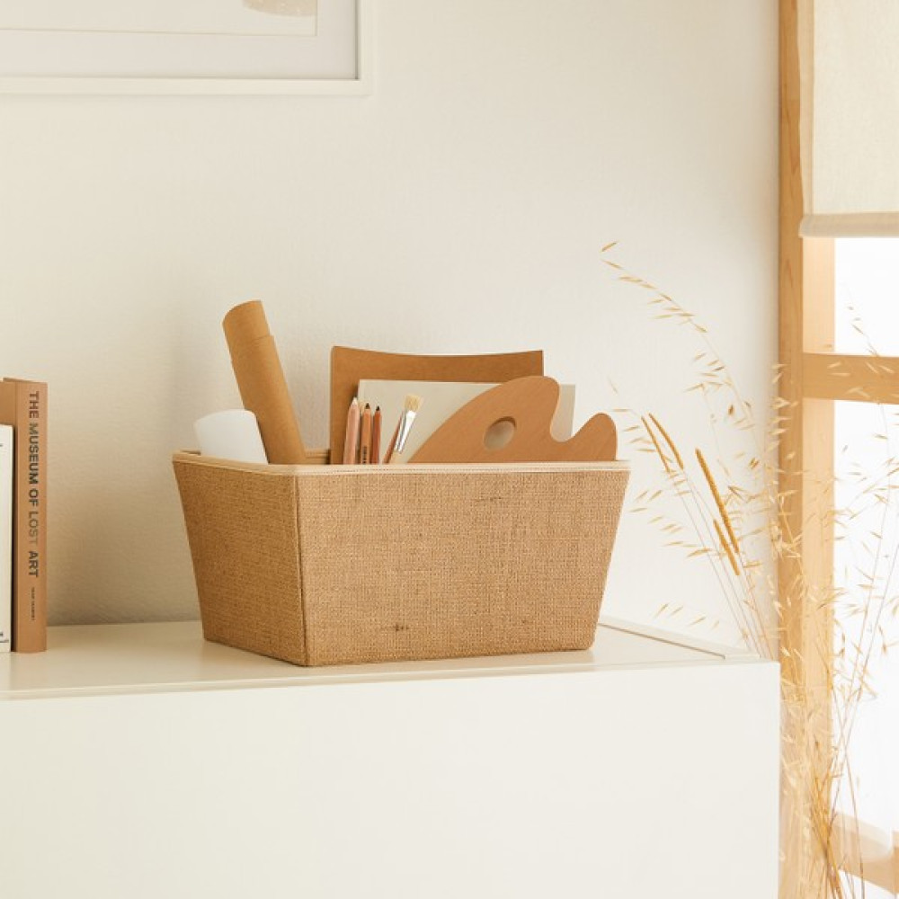 Ocean Home Textile Jüt Dolap İçi Çamaşır Oyuncak Düzenleyici Katlanır Saklama Kutusu Sepet 34x25x18 cm - Bej Eşya Saklama Kutusu Fiyatı