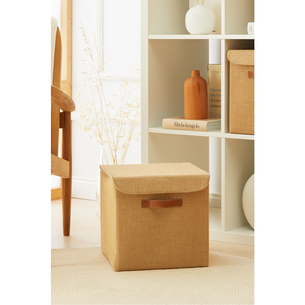 Ocean Home Textile Jüt Kapaklı Dolap Içi Çamaşır Oyuncak Düzenleyici Katlanır Saklama Kutusu 30x30x30 Eşya Saklama Kutusu Fiyatı