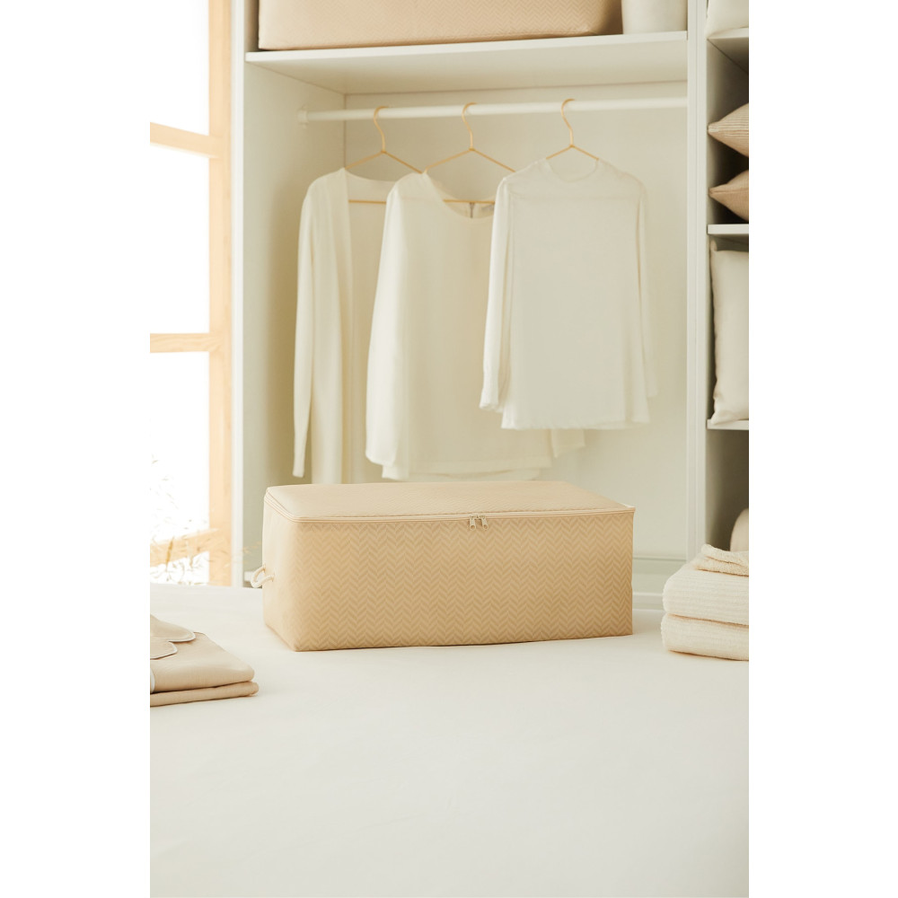 Ocean Home Textile Orta Boy Bej Balıksırtı Baza Altı Kazak Pike Battaniye Hurcu 52x28x21 Hurç Fiyatı