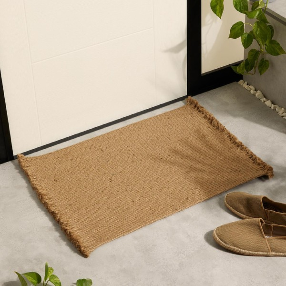 Ocean Home Textile Saçaklı Jüt Halat Çok Amaçlı Dekoratif İç Dış Kapı Önü Paspası 74x50 cm - Bej - 50 x 74 cm Paspas Fiyatı