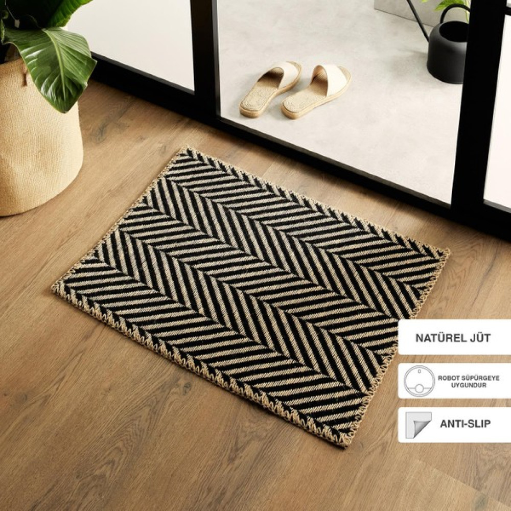 Ocean Home Textile Siyah Renk Balıksırtı Jüt Paspas 50 x 70 cm Paspas Fiyatı