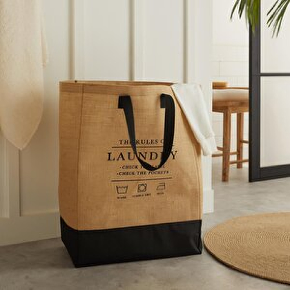 Ocean Home Textile Su Geçirmez Tabanlı Jüt Çamaşır Çantası 40 X 25 X 55 Cm Çamaşır Sepeti Fiyatı