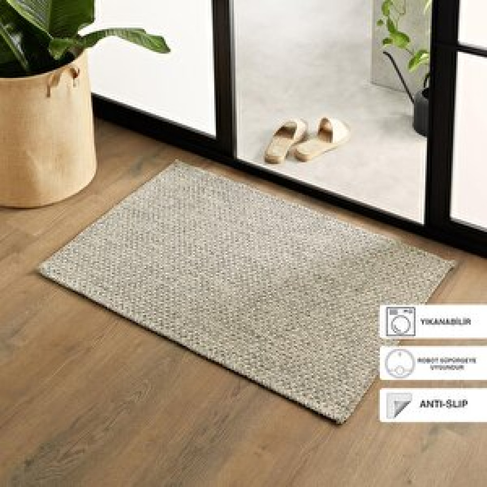 Ocean Home Textile Yıkanabilir Jüt Görünümlü Gri Renk Hasır Desenli Paspas 60 x 90 Cm Paspas Fiyatı