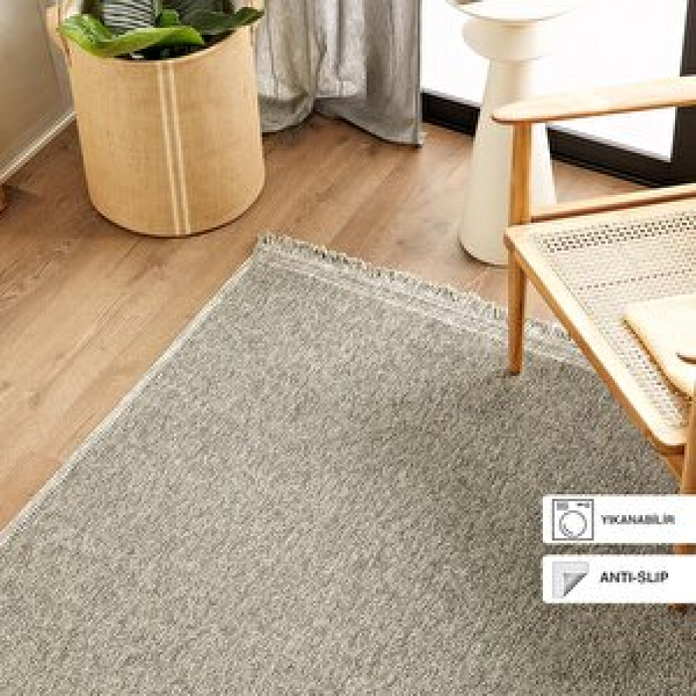 Ocean Home Textile Yıkanabilir Saçaklı Buklet Gri Renk Halı Kilim160 X 230 Cm Kilim Fiyatı