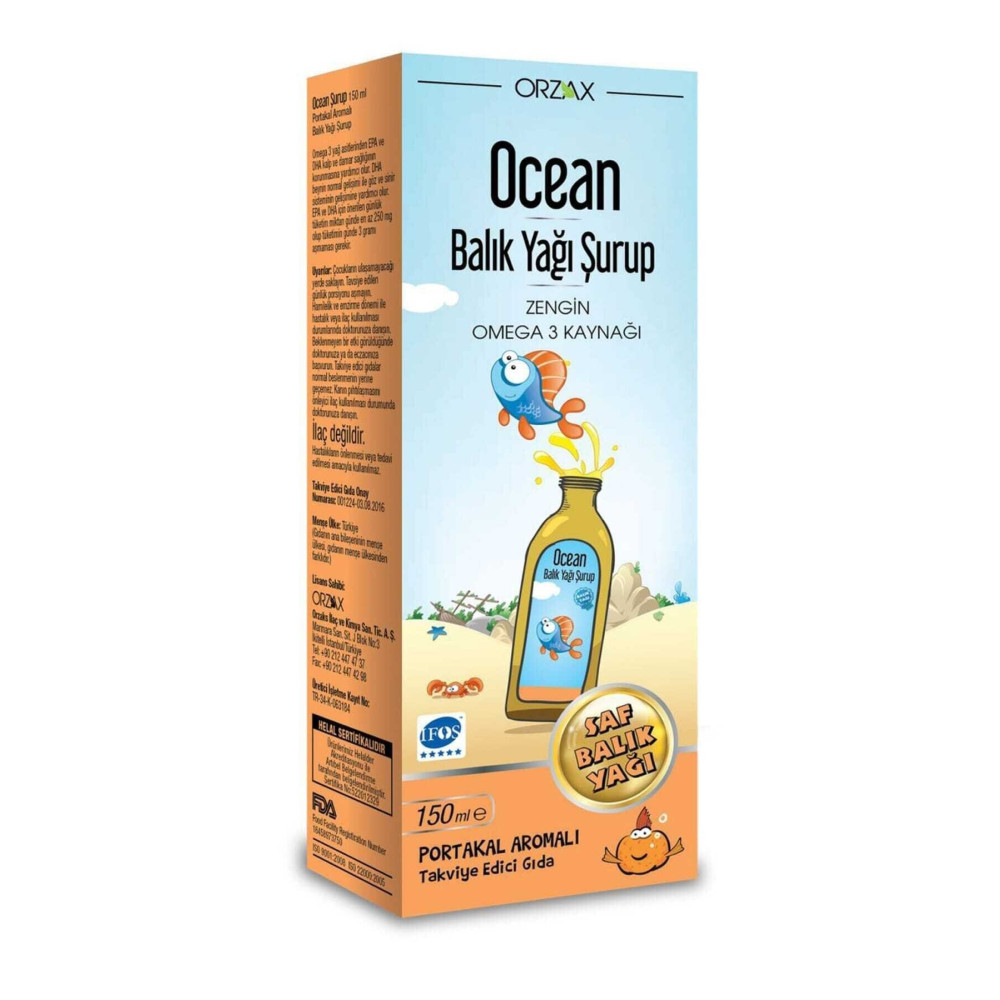 Ocean Omega 3 Portakallı Balık Yağı Şurubu 150 m Balık Yağı / Omega 3 - 6 - 9 Fiyatı