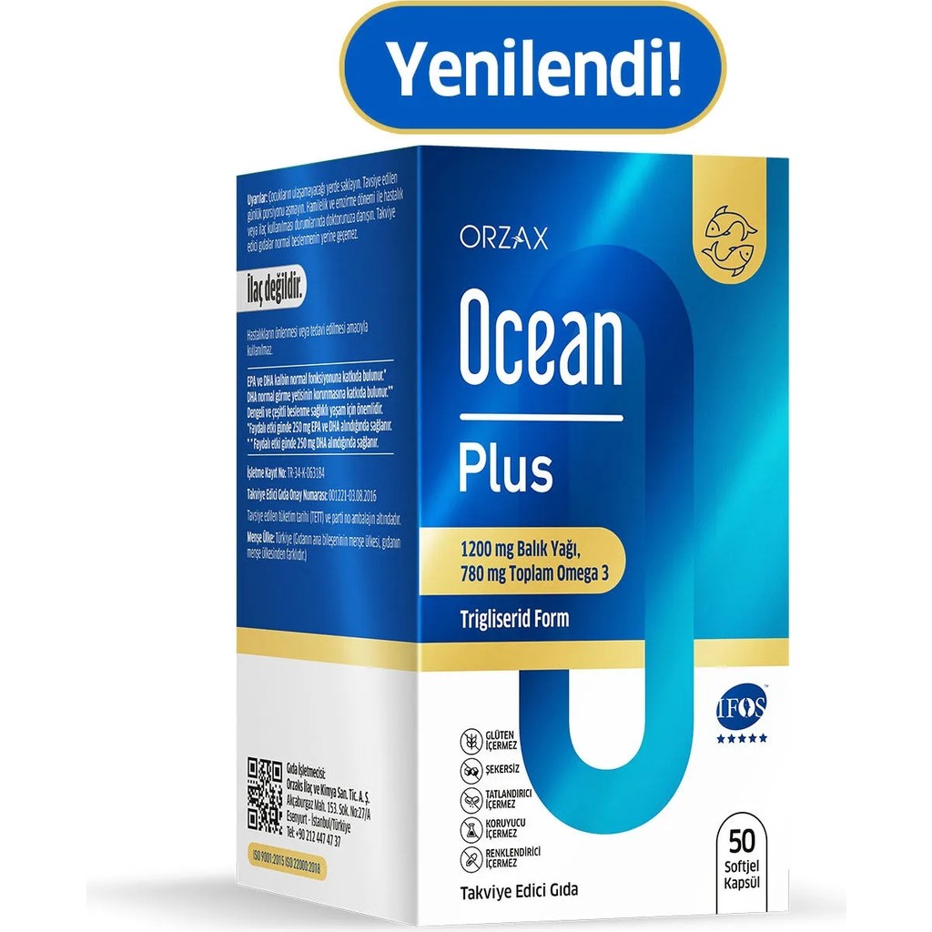 Ocean Plus 1200 Mg 50 Kapsul Balık Yağı / Omega 3 - 6 - 9 Fiyatı