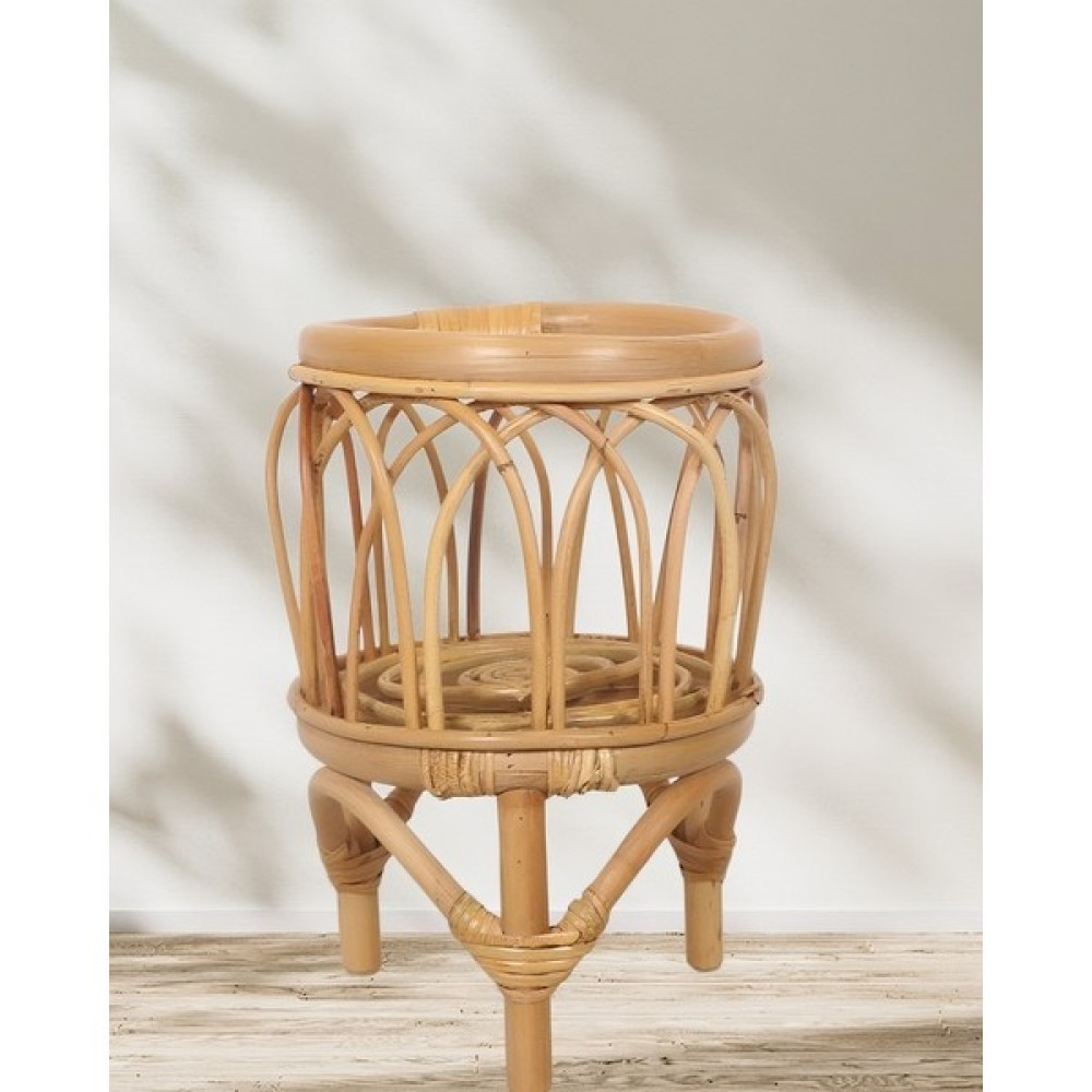Ocean Point El Yapımı Doğal Rattan Çiçeklik Saksılık Ahşap Tekli 34X22CM - Naturel Saksı ve Aksesuarları Fiyatı