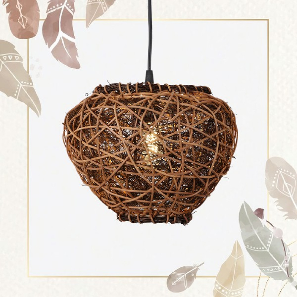 Ocean Point Leslie Doğal Rattan Avize 25X20CM - Kahverengi - 1'li Avize Fiyatı