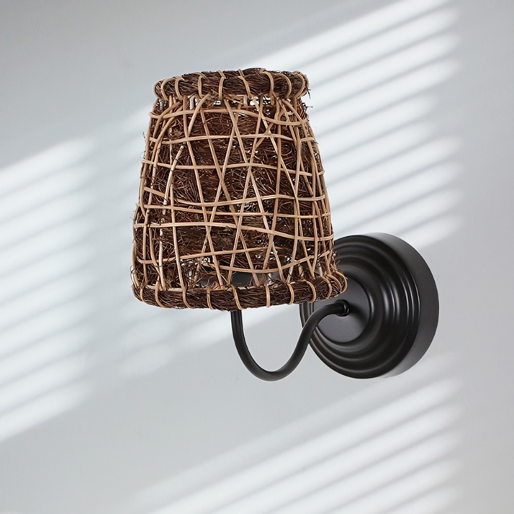 Ocean Point Rattan Duvar Aplik Bohem Dış Mekan Aplik 29X24CM - Siyah Aplikler Fiyatı