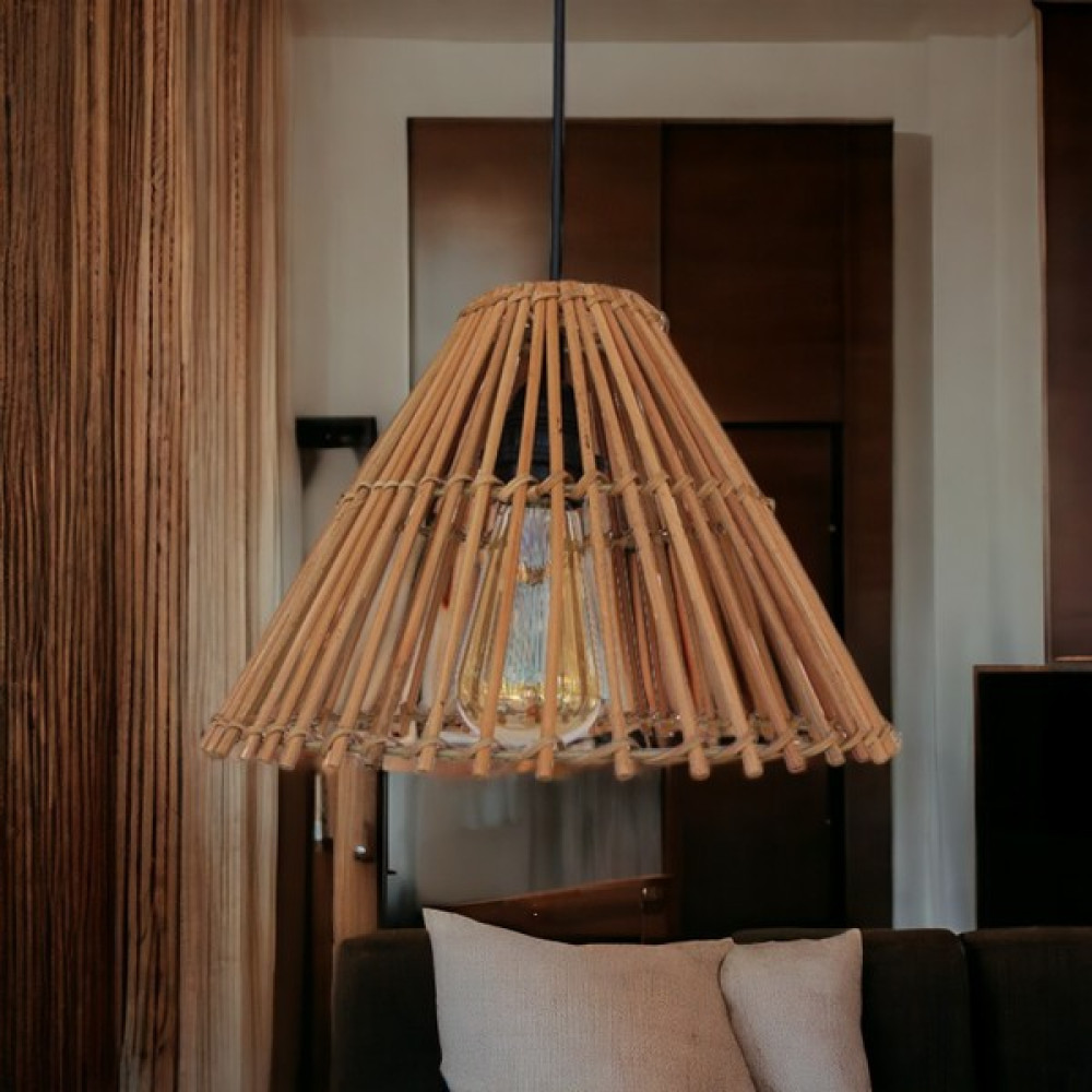 Ocean Point Rattan Sarkıt Avize Mutfak Salon Oturma Odası Lamba Doğal Iskandinav Stil El Yapımı 34CM Oceanpoint - 1'li - Natural Avize Fiyatı