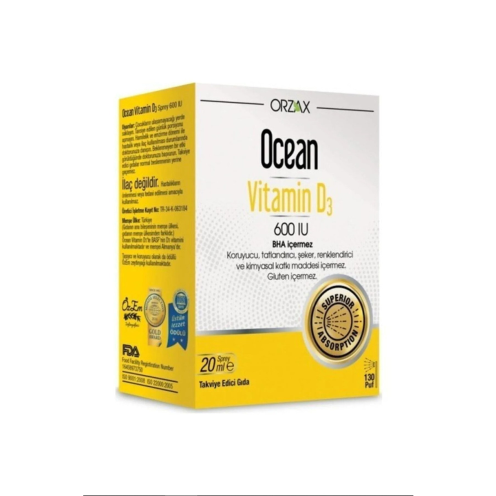 Ocean Vitamin D3 600 Iu Sprey 20ml Sağlık / Diyet Fiyatı