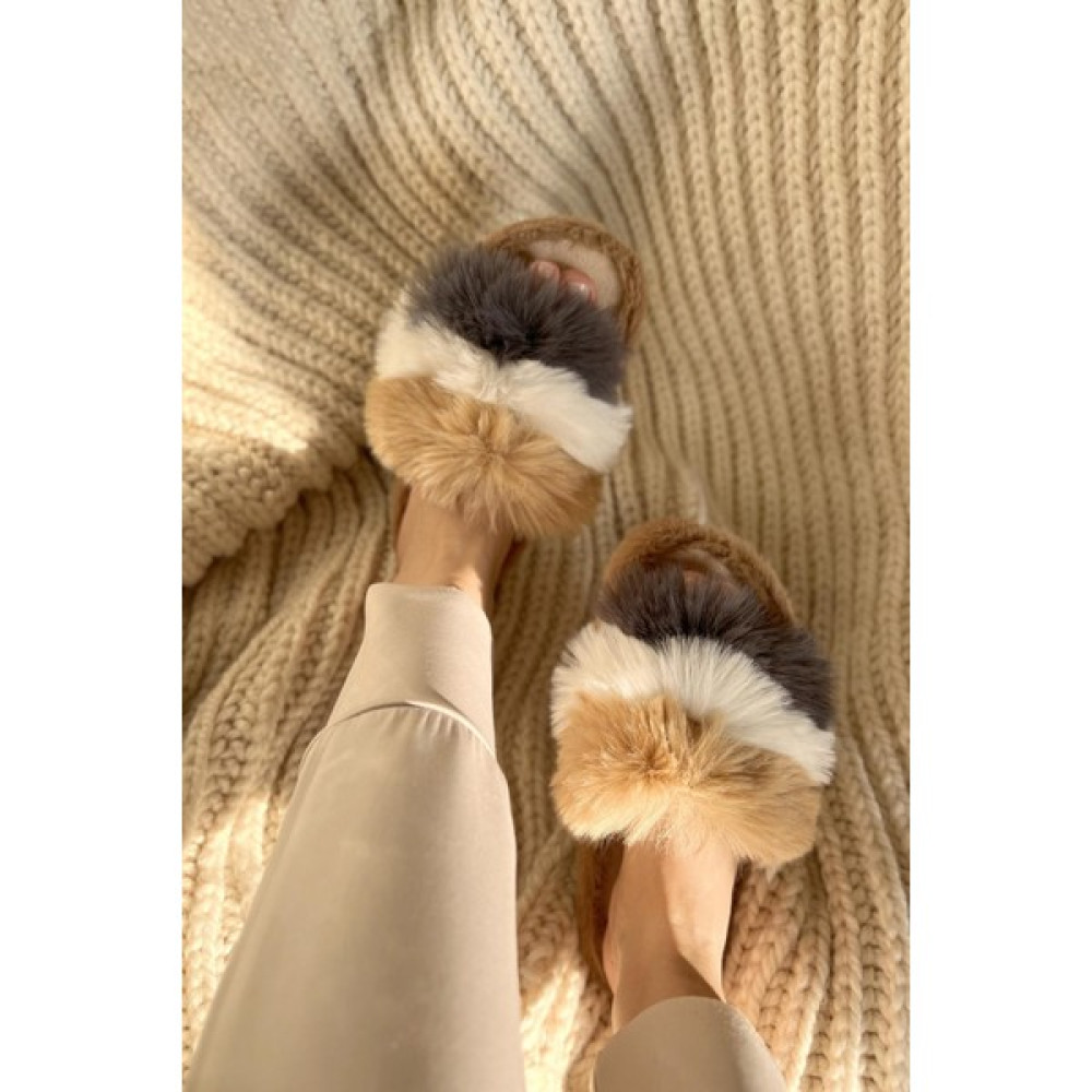 Oct Shoes Kadın Tüylü Peluş Terlik Ev Terliği TS1145 Kadın Terlikleri ve Sandaletleri Fiyatı