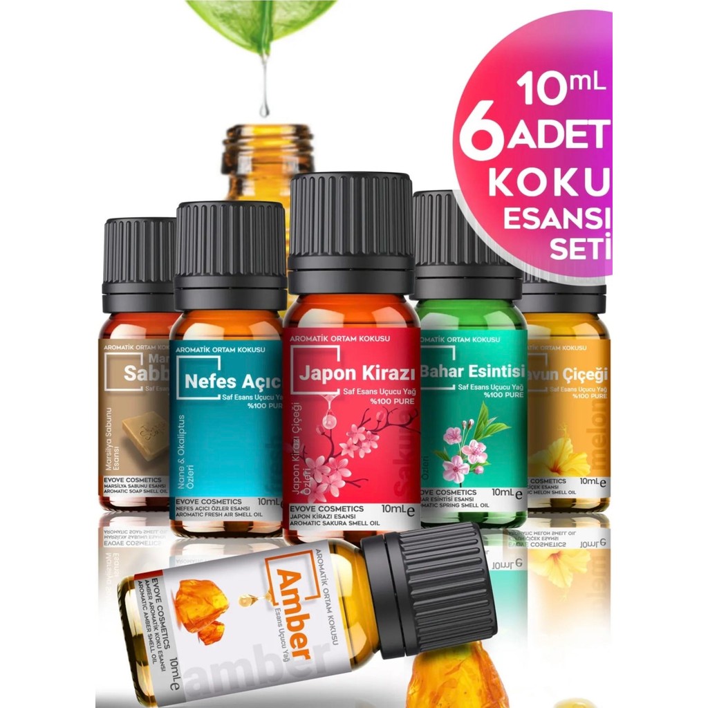 Oda Kokusu Renkli Set Uçucu Yağ & Esansiyel Yağ 6'lı Oda Kokusu Buhardanlık ve Difüzör Koku Seti 6X10ML - 6 adet Diğer Fiyatı