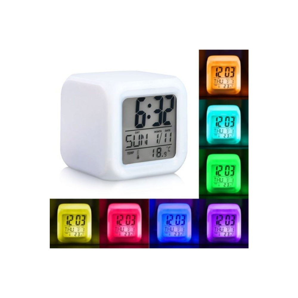oddity 7 Renk Xxl Alarmlı Dijital Küp Lcd Işıklı Sensörlü Termometreli Saat 8x8x8 Cm Xxl Masa Saati Fiyatı