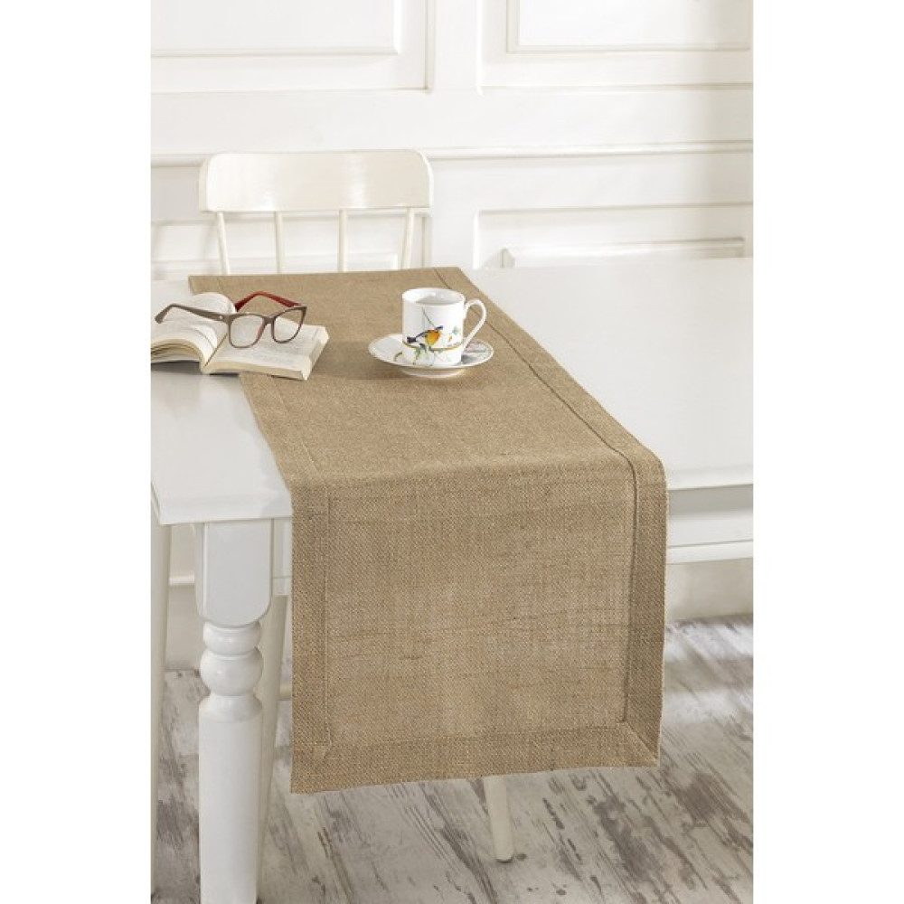 Ödel Home Jut Kumaş Kalın Dikişli Runner - 50 x 130 cm - Kahverengi Masa Örtüsü Fiyatı