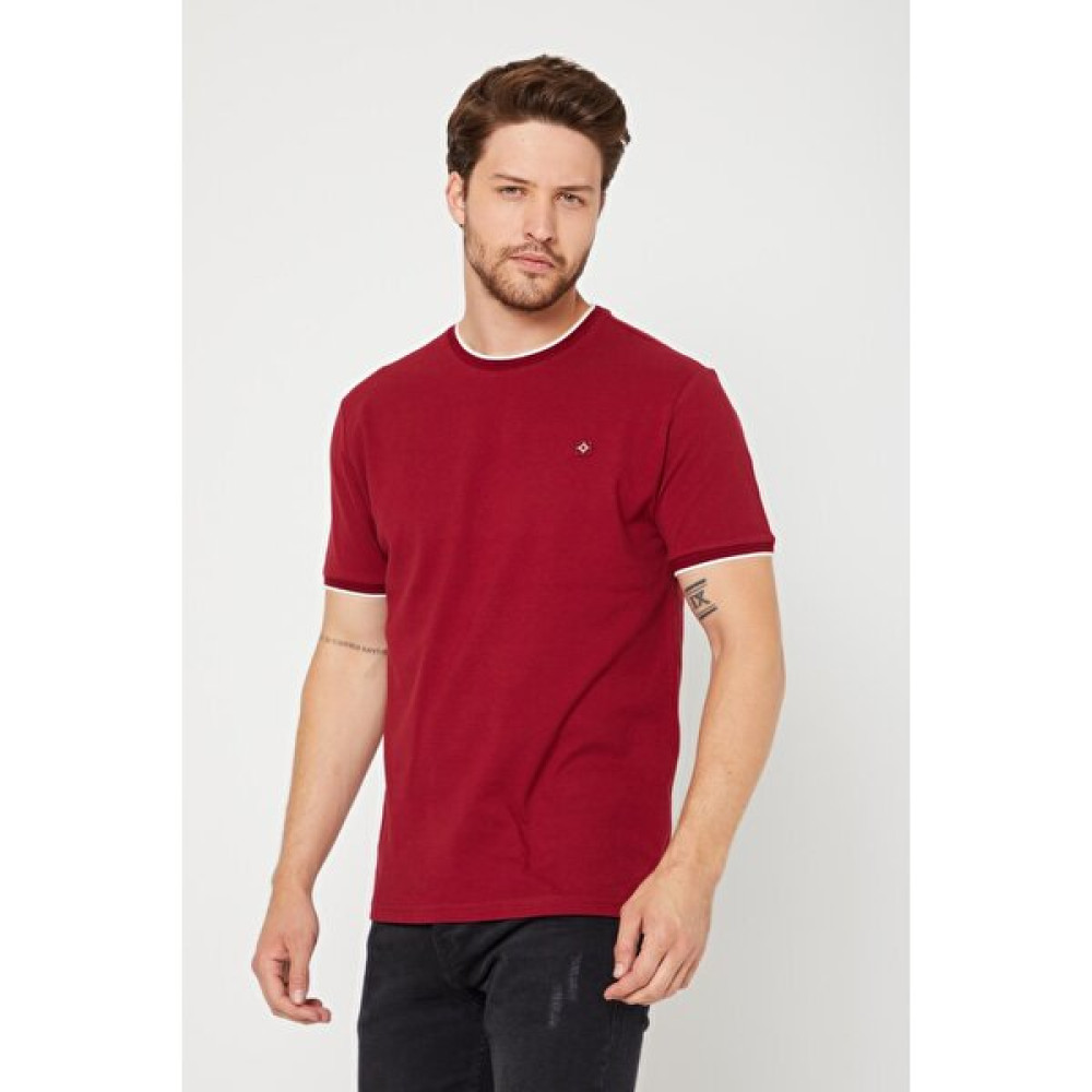 Odelon Erkek Basic Pike Bisiklet Yaka Slim Fit Tişört Bordo Erkek T-shirt Fiyatı