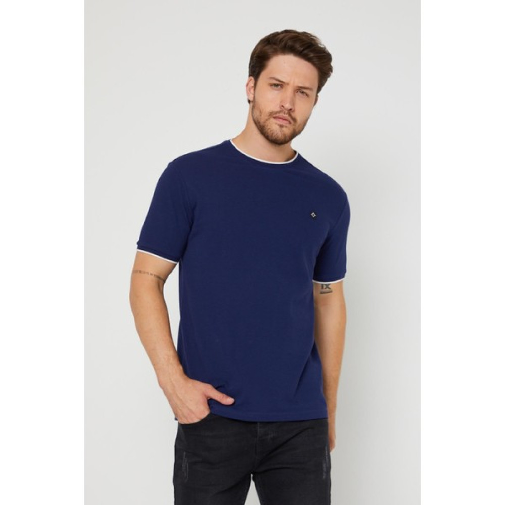 Odelon Erkek Basic Pike Bisiklet Yaka Slim Fit Tişört Lacivert Erkek T-shirt Fiyatı
