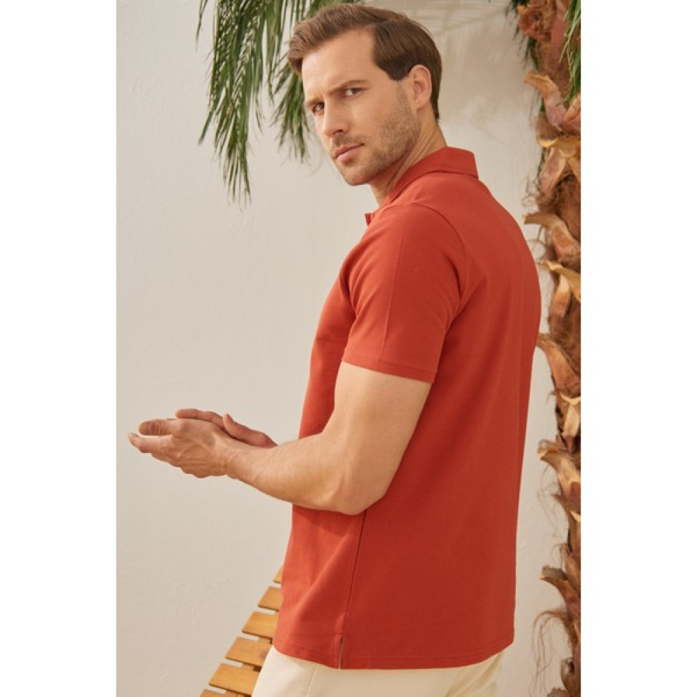 Odelon Erkek Basic Polo Yaka Tişört (Regular Fit) Kiremit Erkek T-shirt Fiyatı
