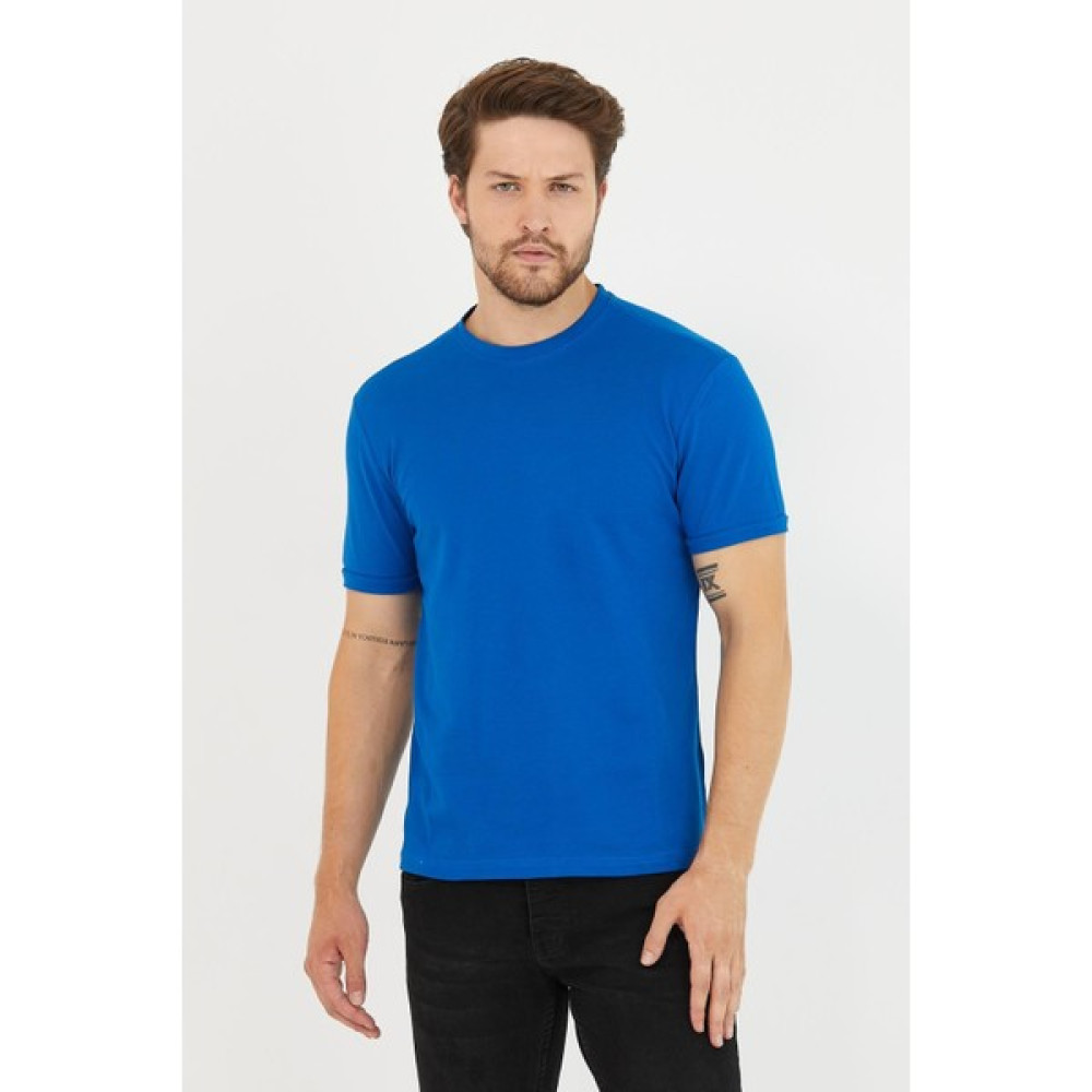 Odelon Erkek Bisiklet Yaka Slim Fit Basic Tişört Saks Erkek T-shirt Fiyatı