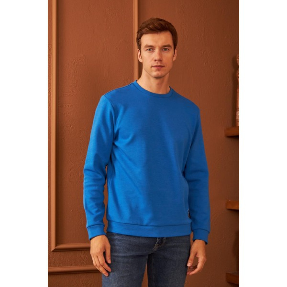 Odelon Erkek Comfort Fit Basic Düz Sweatshirt Mavi MARS26 Erkek Sweatshirt Fiyatı