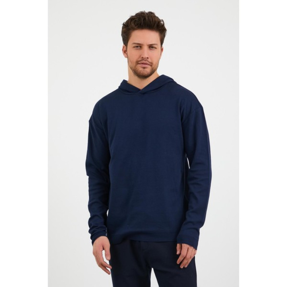 Odelon Erkek Comfort Fit Kapüşonlu Düz Sweatshirt Lacivert Erkek Sweatshirt Fiyatı