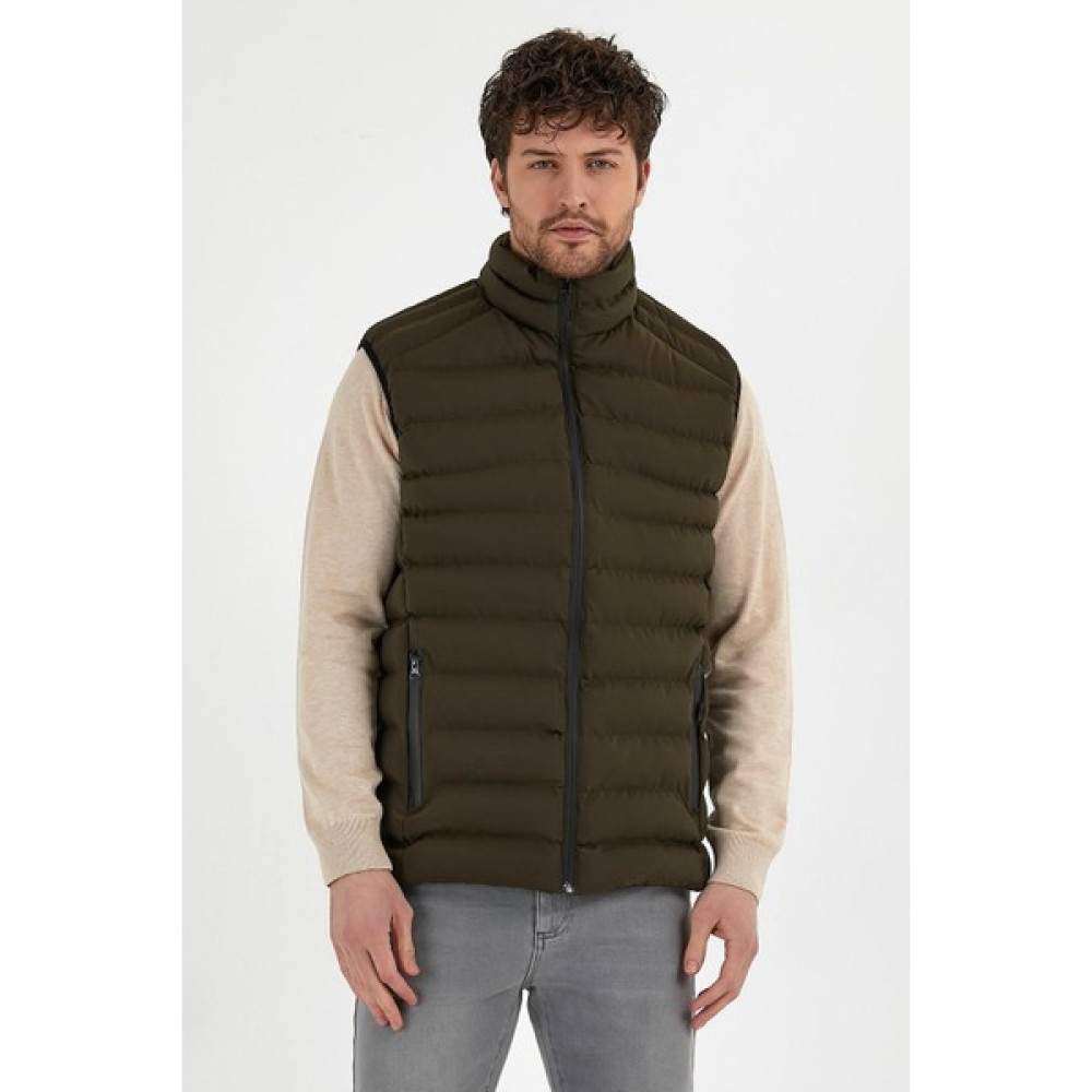 Odelon Erkek Dik Yaka Slim Fit Casual Yelek Haki Erkek Yelek Fiyatı
