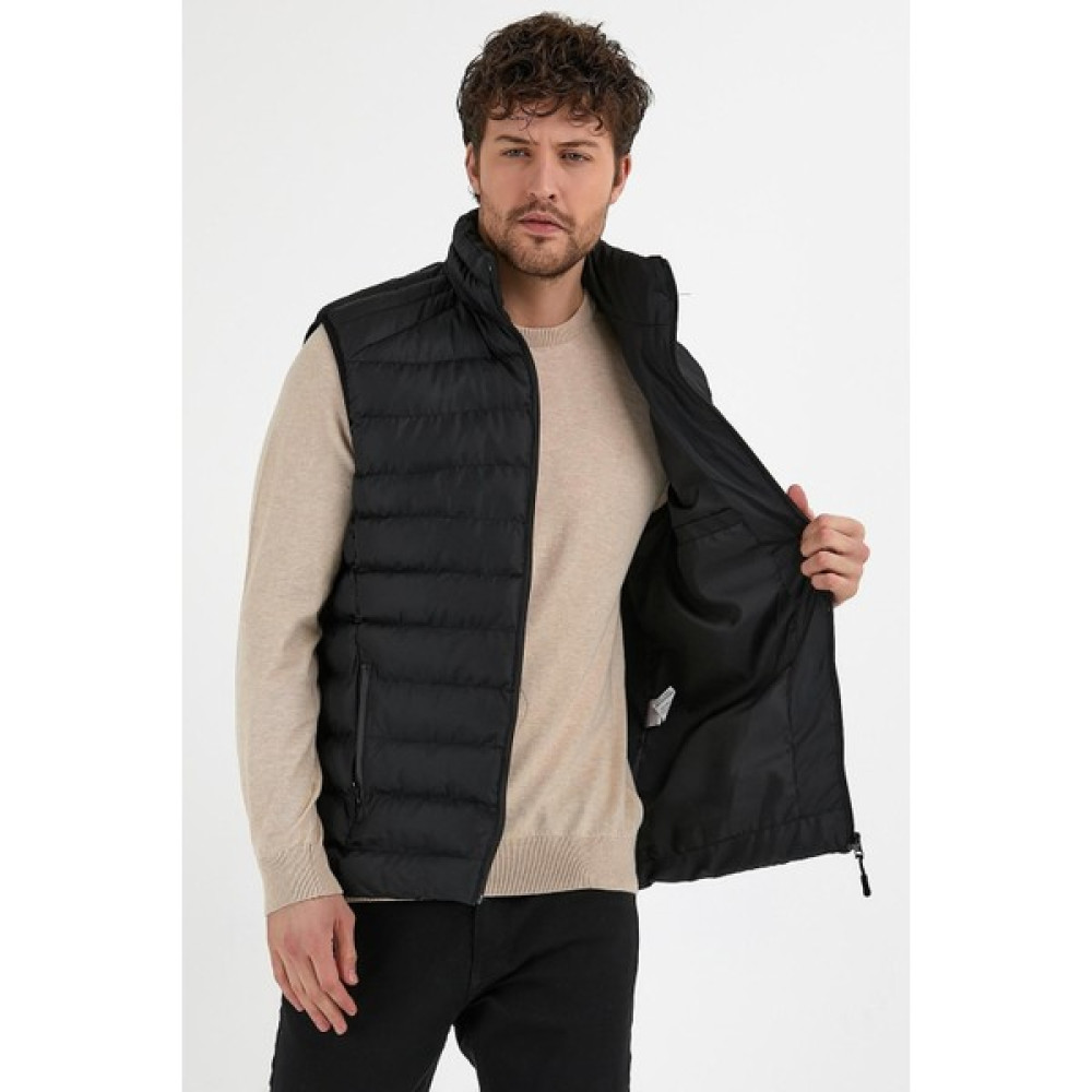 Odelon Erkek Dik Yaka Slim Fit Casual Yelek Siyah Erkek Yelek Fiyatı