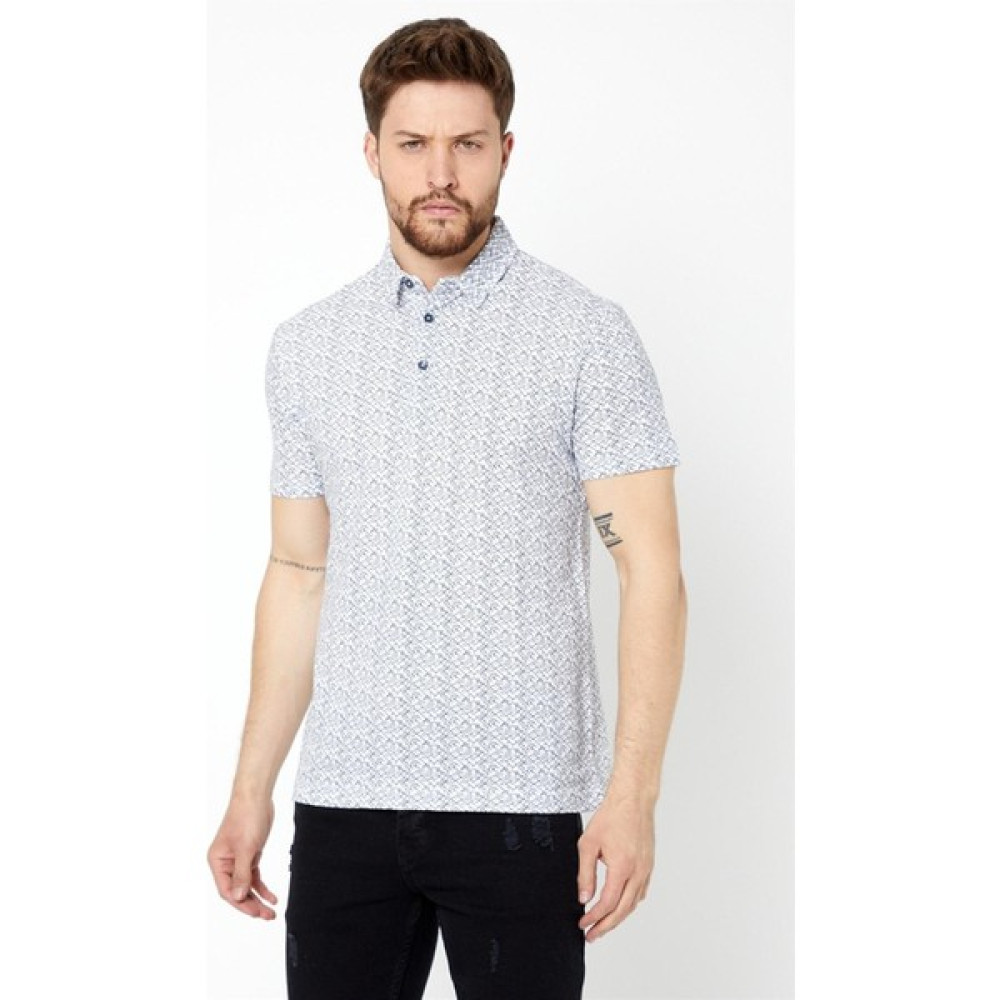 Odelon Erkek Polo Yaka Desenli Tişört Beyaz Erkek T-shirt Fiyatı